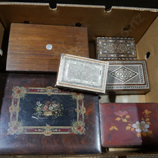 Assorted wooden boxes