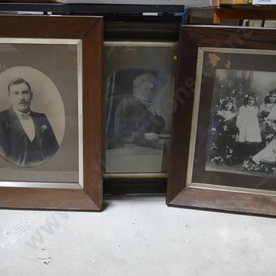 Assorted old framed photos