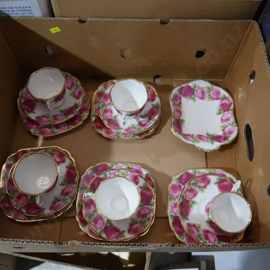 Royal Albert rose and gold trios etc