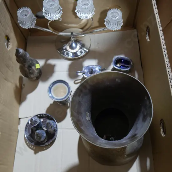 Epware, brass vase, candelabra