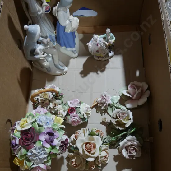 Porcelain flowers, figurine ornaments