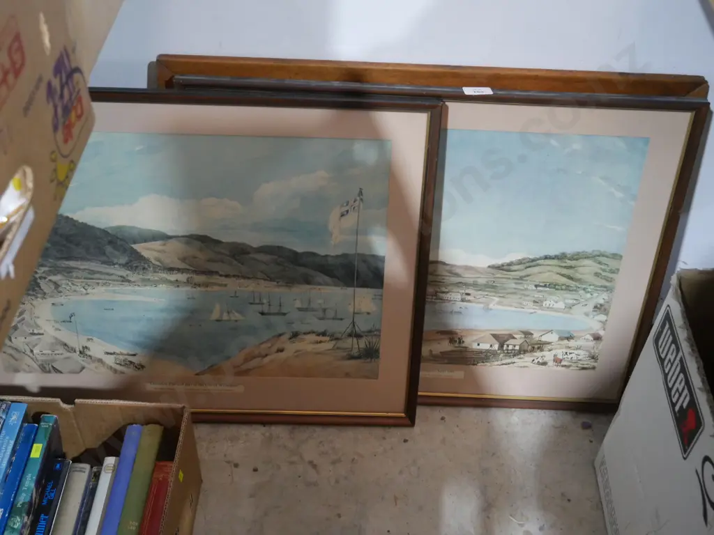 2 artworks and wood frame Image 1++