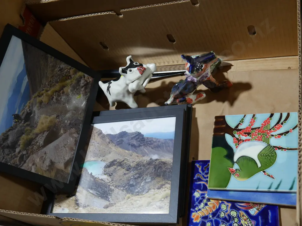 Framed mountain photographs, tile artworks etc Image 1++