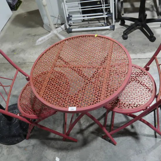 Metal cafe table and chairs