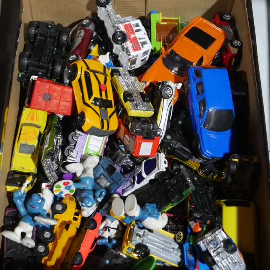 Box of toy cars etc