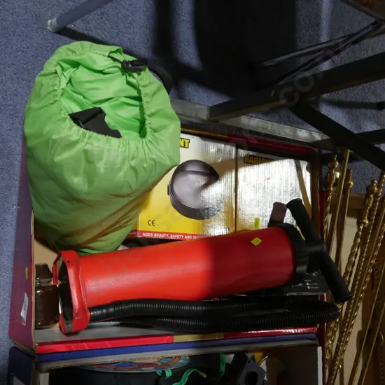 Foot pump, light etc