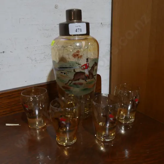 Hunting scene glassware