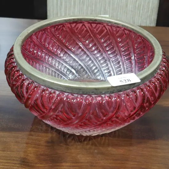 Cranberry glass bowl