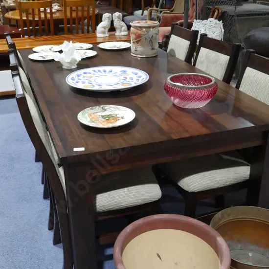 Wood dining table and 6 chairs