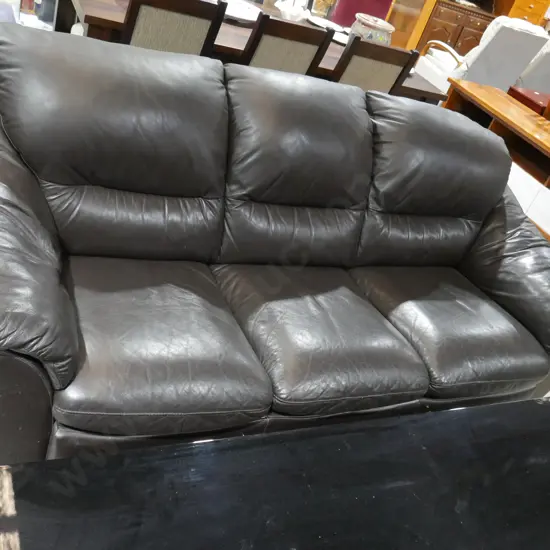 3-seater brown leather couch