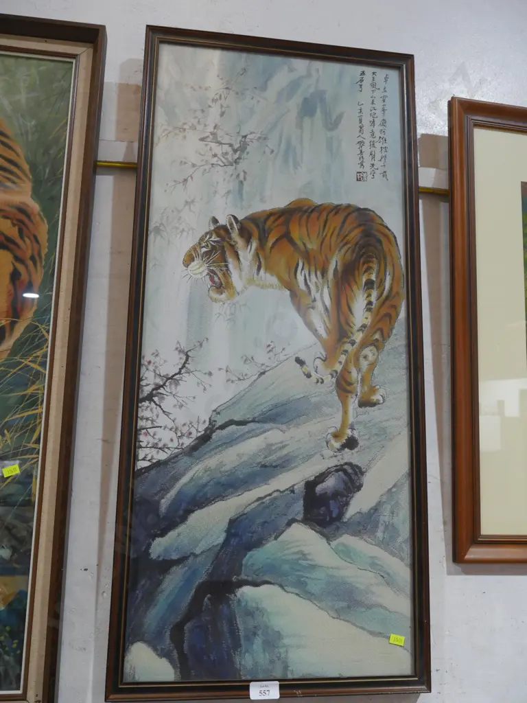 Oriental tiger artwork on silk Image 1++
