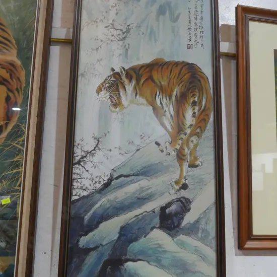 Oriental tiger artwork on silk