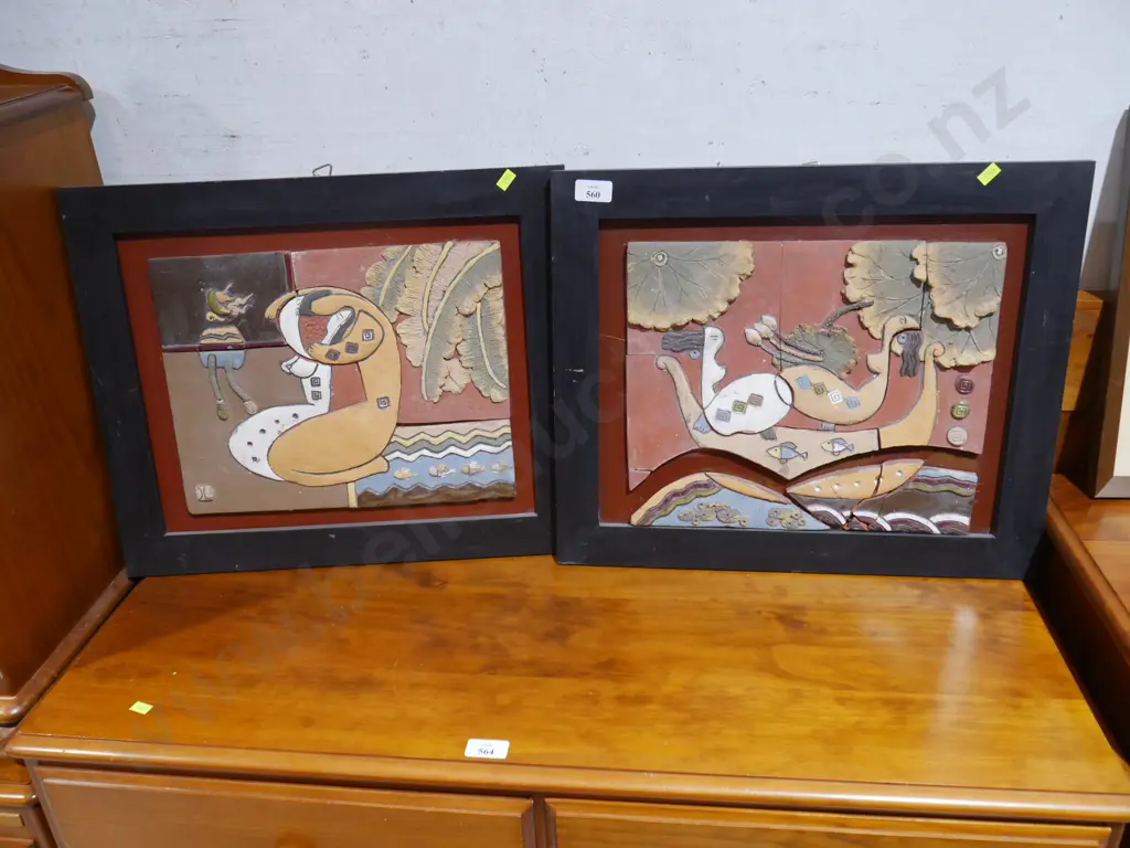 2 abstract relief panel artworks Image 1++