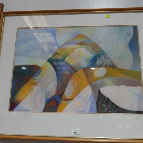 Framed abstract mountain artwork