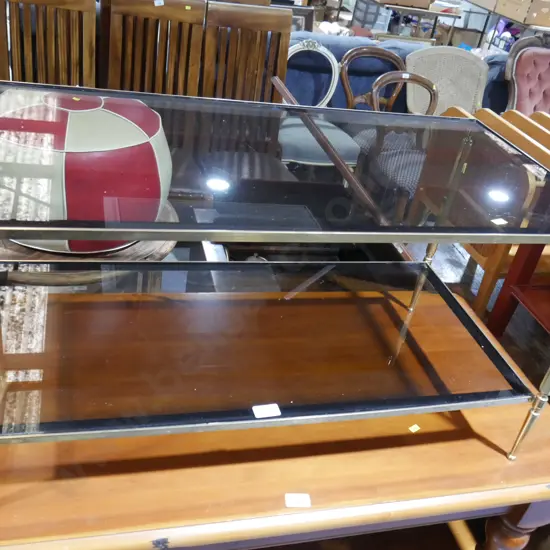 Coffee table glass and brass