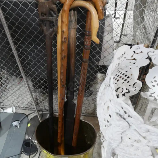 Brass walking stick stand, walking sticks