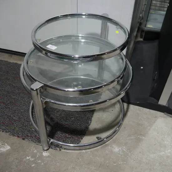 3 tier glass side table
