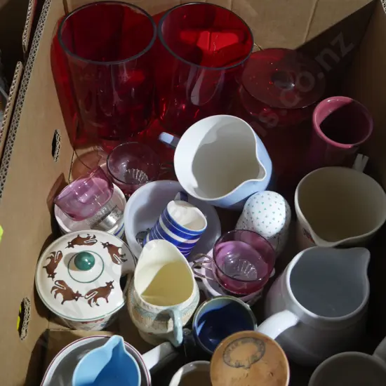 Red glassware, jugs etc
