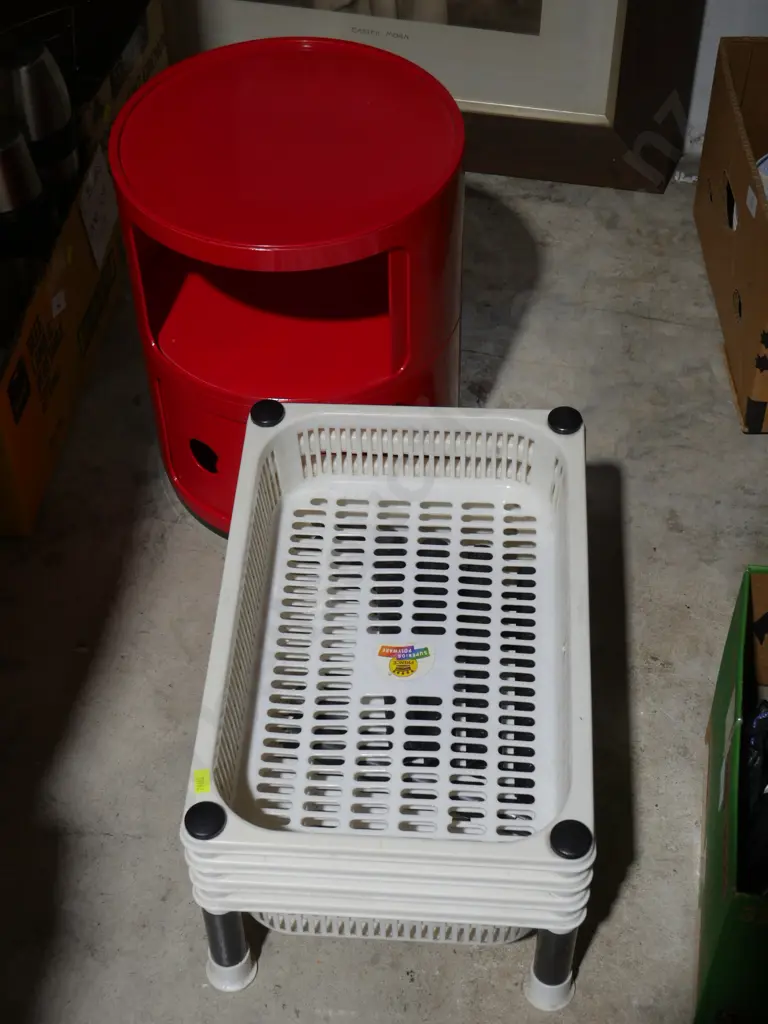 Plastic rack, red 2 tier storage drawer Image 1++