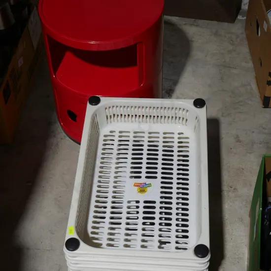 Plastic rack, red 2 tier storage drawer