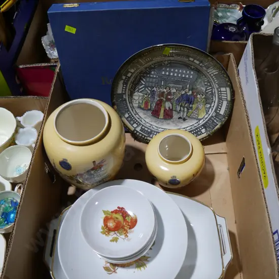 Henley vases, Royal Doulton plate etc