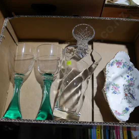 Aynsley bowl, glass vase etc