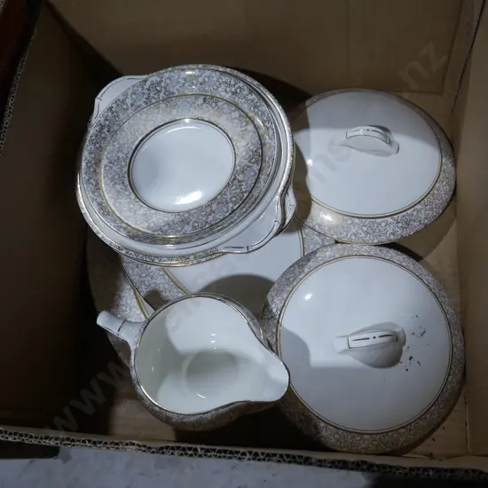 Palissy pottery serving plates, casserole etc