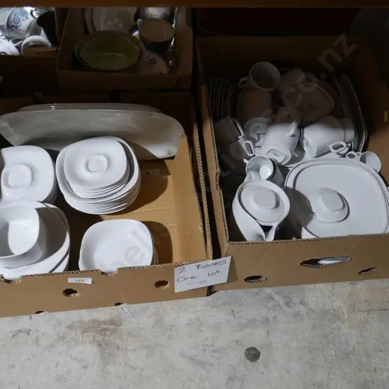 2 boxes Suisse Langenthal white dinnerware