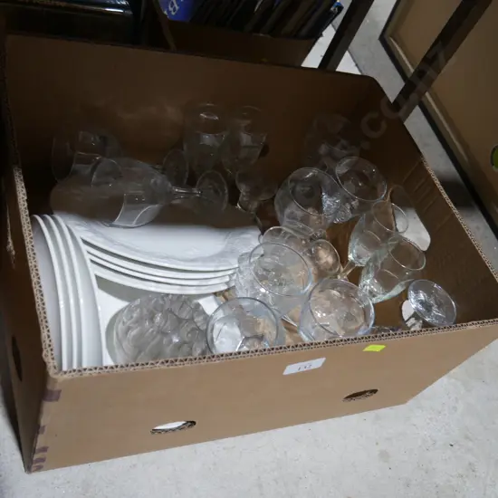 Glassware, white dinnerware
