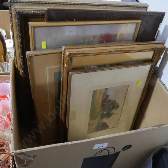 Box of assorted artworks