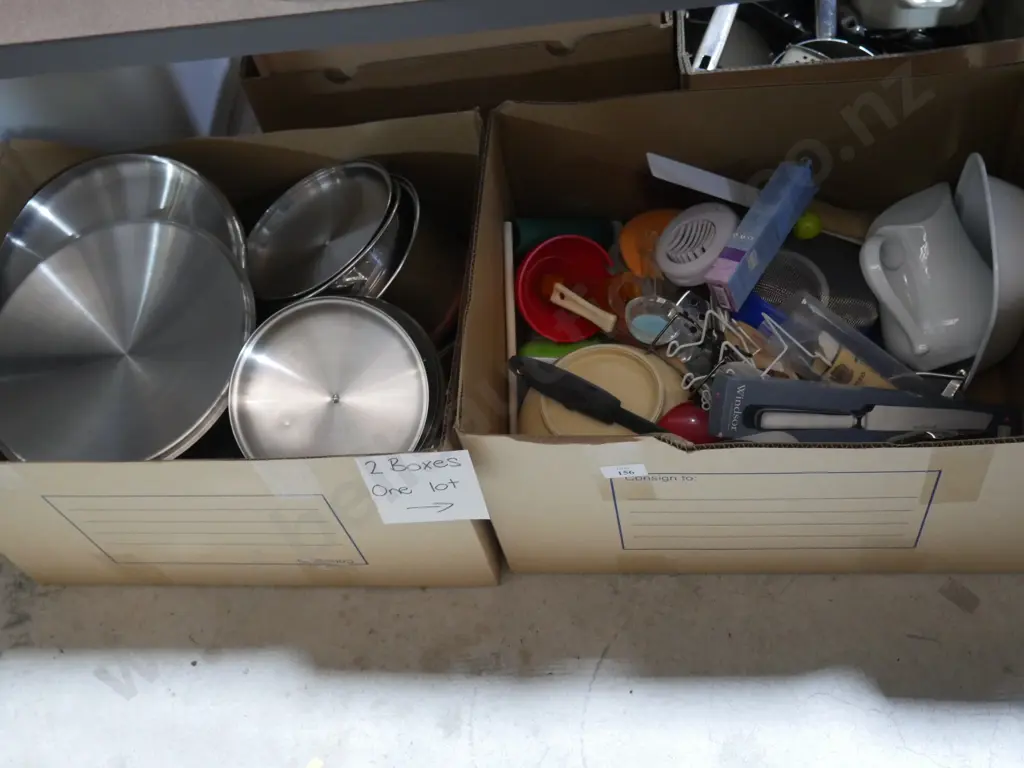 Two boxes of pots etc Image 1++