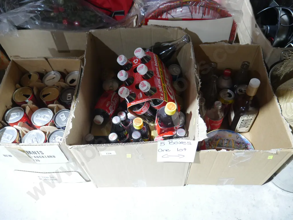 Five boxes of Coca-Cola memorabilia etc Image 1++