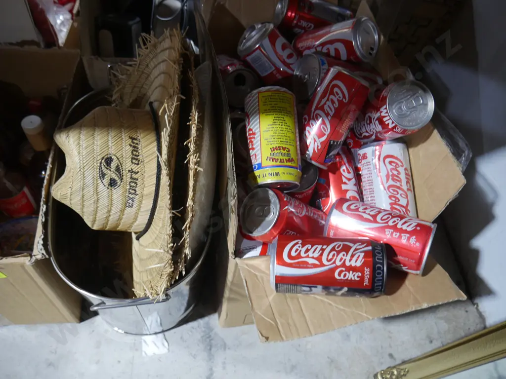 Five boxes of Coca-Cola memorabilia etc Image 1++