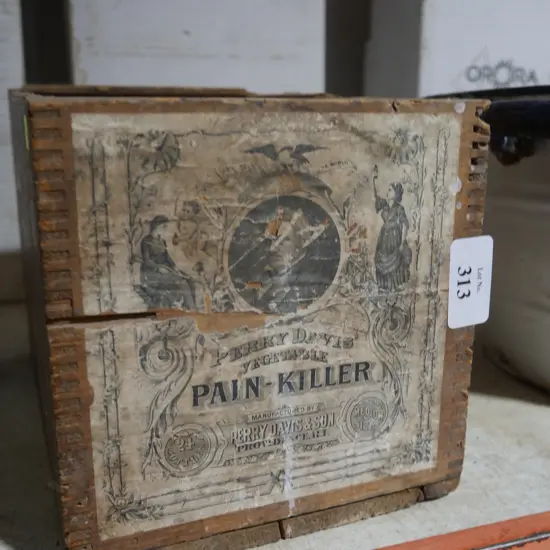 Perry Davis vegetable painkiller wooden box