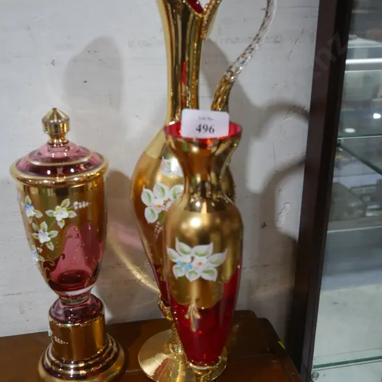 Murano Venetian Ruby jug, vase etc