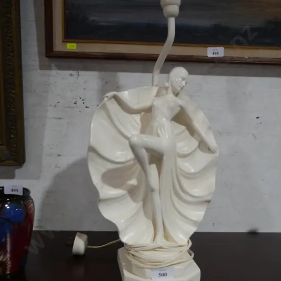 Art deco figurine table lamp