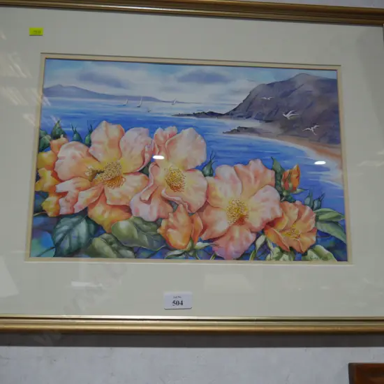 Gwen Rutter coastal scene original watercolour