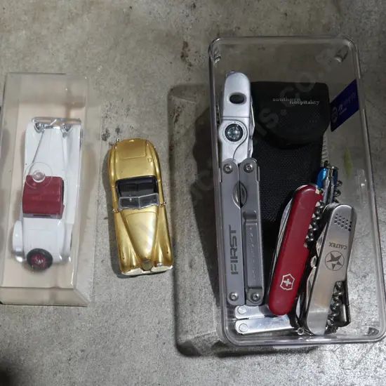 Pocket knives, model cars etc