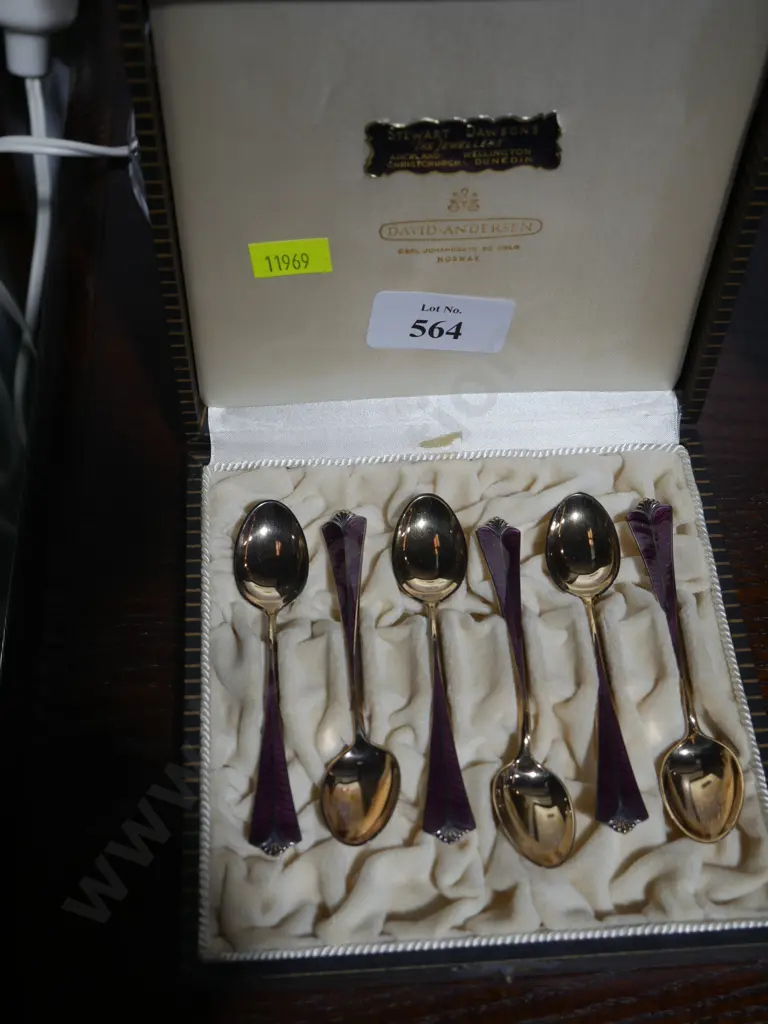 Sterling silver and enamel teaspoon set Image 1++