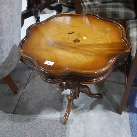 Pedestal inlaid occasional table