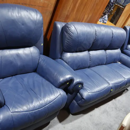 Blue three-piece lounge suite