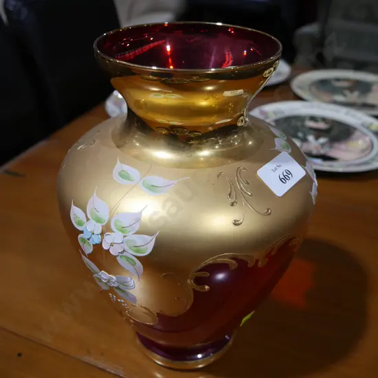 Red Bohemian vase