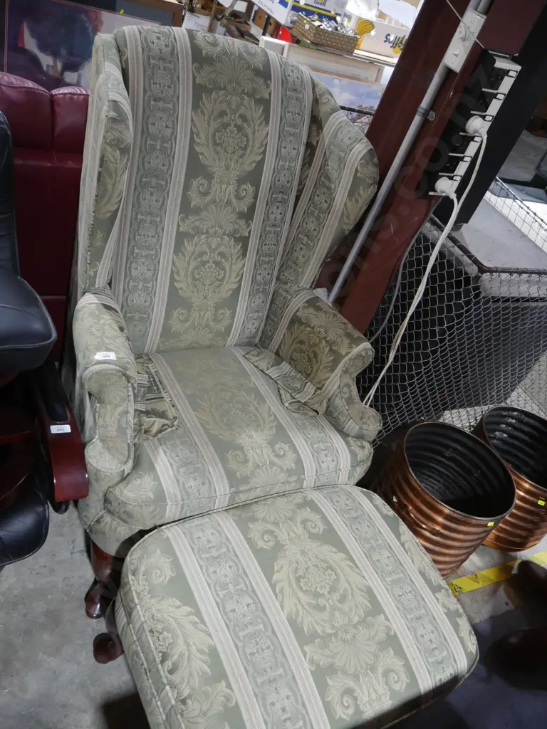 Wingback armchair and stool Image 1++