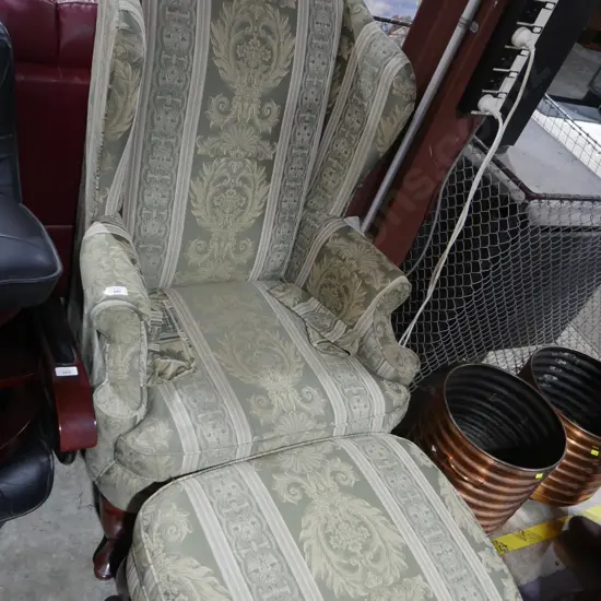 Wingback armchair and stool