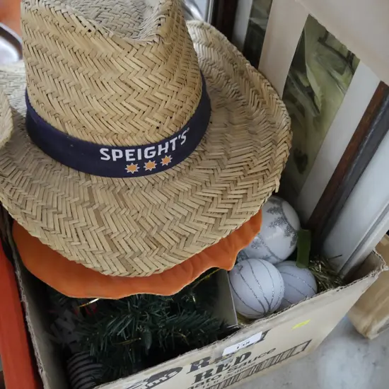Hat, decorations etc