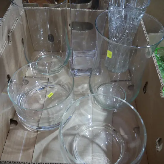 Glass bowls and vases