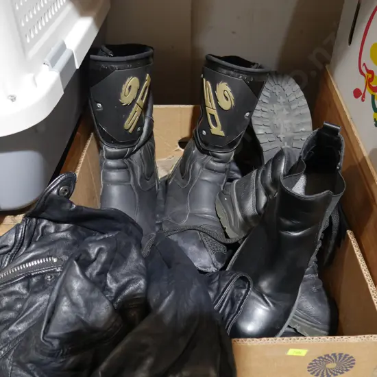 Boots, leather jacket