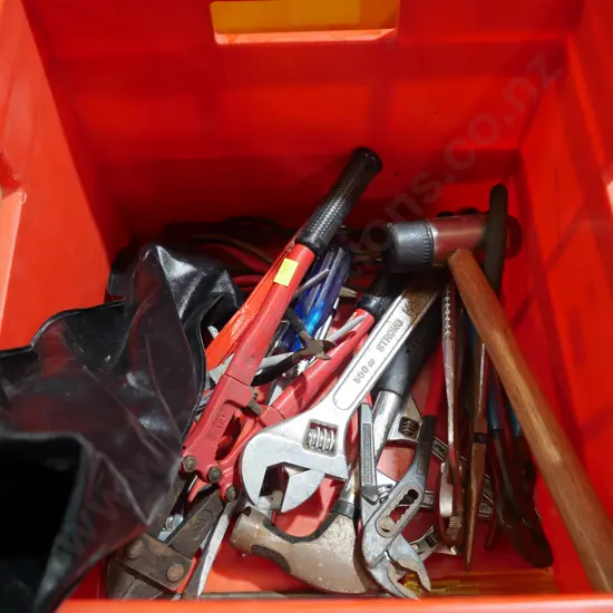Tools. Red bin