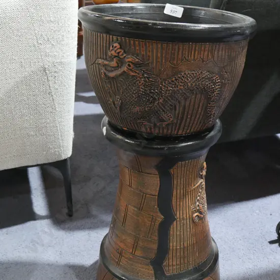 Terracotta plant pot and stand