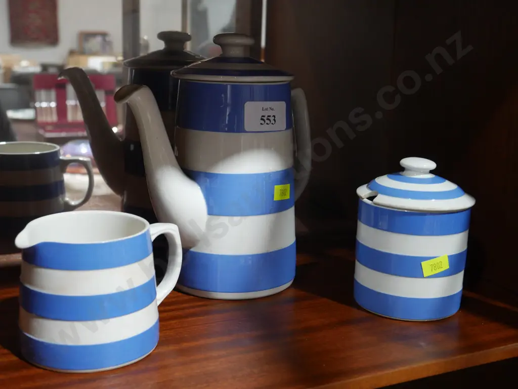 Cornish Ware teapot, jug , sugar bowl Image 1++